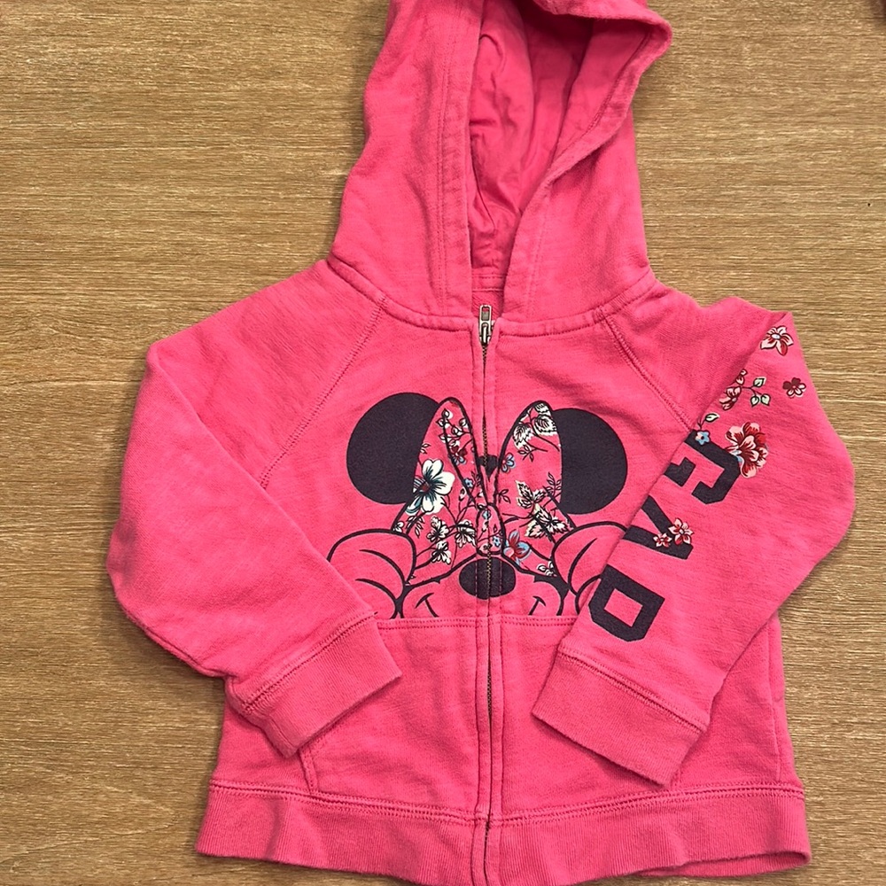 Girls, gap, Minnie Mouse, pink, zip up sweatshirt, size 3